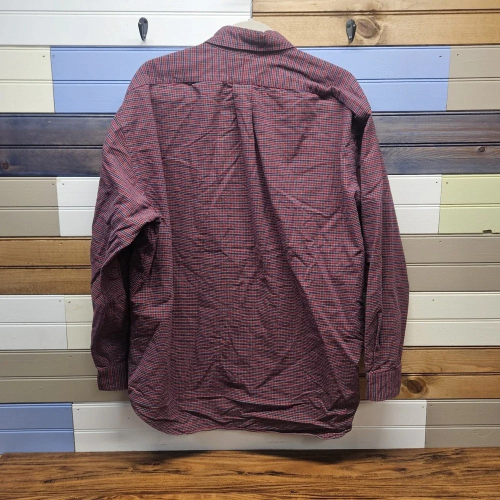 Vtg Polo Ralph Lauren Oxford Button BIG SHIRT Men L Red‎ Blue Plaid Flannel